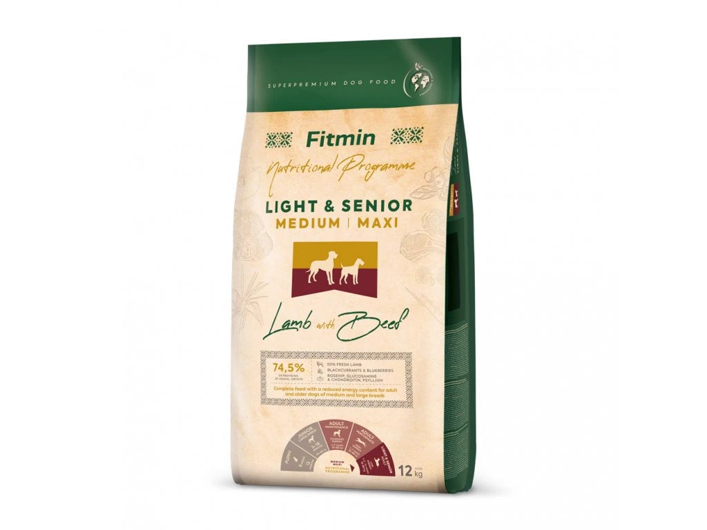 Fitmin Medium Maxi Light & Senior Lamb with Beef dog food 12 kg