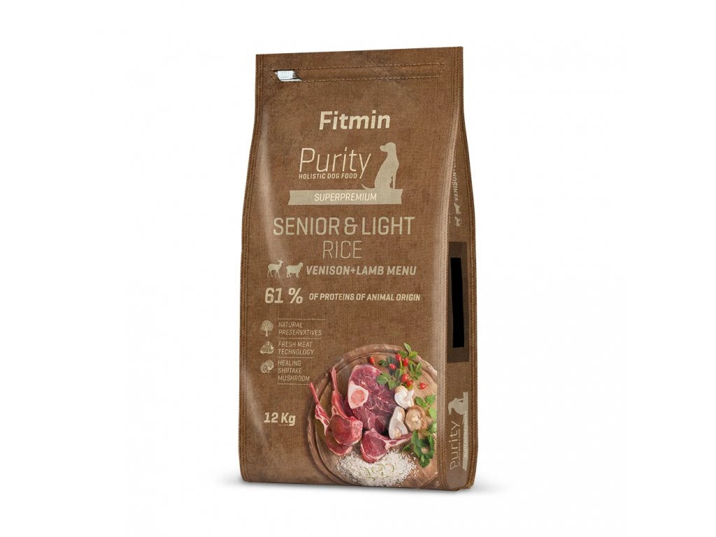 Fitmin Purity Rice Senior & Light Venison & Lamb krmivo pre psov 12 kg