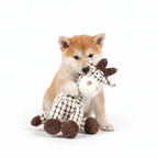 Soft plush cotton-filled calf dog chew toy with squeaker for teething puppies