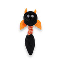 Black dragon plush squeaky dog toy with a cotton rope knot for chewing